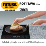 Hawkins Futura Hard Anodised Roti Tava 26cm, 4.88mm Thick Induction Compatible (Black)