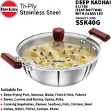 Hawkins Futura Steel Deep Fry Pan with Steel Lid, 4 Litre Capactiy