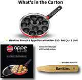 Hawkins Nonstick Appe Pan with Glass Lid, 12 Cups, Diameter 22 cm, Black (NAPE22G), Standard