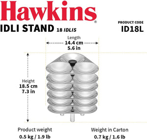 Hawkins 18 Idli Set for 6.5 Litre Pressure Cooker