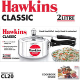 Hawkins Classic Aluminum Pressure Cooker, 2 Litre, Silver