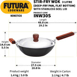 Hawkins Futura 3 L Non-Stick Induction Stir Fry Wok, Medium, Black