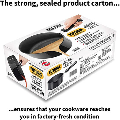 Hawkins Futura Hard Anodised Induction Compatible Ezeepour Saucepan 1.5 L, 16 cm, 3.25 mm