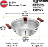 Hawkins Futura Steel Deep Fry Pan with Steel Lid, 4 Litre Capactiy