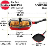 Hawkins Futura Die-Cast Grill Pan with Glass Lid, 30 cm Diameter