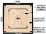 Full Glossy Finish Round Pocket Carrom Board game with Coins, Striker, Powder Multiple Sizes (Medium) 32 X 32 INCHES