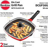 Hawkins Futura Die-Cast Grill Pan with Glass Lid, 30 cm Diameter