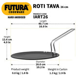 Hawkins Futura Hard Anodised Roti Tava 26cm, 4.88mm Thick Induction Compatible (Black)