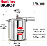 HAWKINS Hawkings Bigboy Aluminium Pressure Cooker 14 Litre