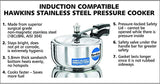 Hawkins Stainless Steel Induction Compatible Pressure Cooker, 3 Litre, Silver (HSS3W) Wide