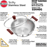 Hawkins Futura Steel Deep Fry Pan with Steel Lid, 4 Litre Capactiy