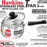 Hawkins Futura Steel Pan with Glass Lid, 2.0 Litre Capactiy, Silver