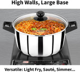 Hawkins Futura Steel Cook N Serve Casserole with Glass Lid, 4 Litre Capacity