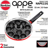 Hawkins Nonstick Appe Pan with Glass Lid, 12 Cups, Diameter 22 cm, Black (NAPE22G), Standard