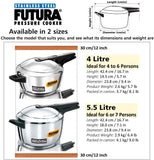 Hawkins-Futura F-41 Induction Compatible Pressure Cooker 5.5-Liter Metallic