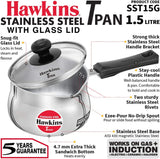 Hawkins Futura Steel Pan with Glass Lid, 1.5 Litre Capactiy