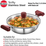 Hawkins Futura Steel Deep Fry Pan with Steel Lid, 1.5 Litre Capactiy SSD15G