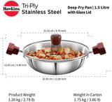 Hawkins Futura Steel Deep Fry Pan with Steel Lid, 1.5 Litre Capactiy SSD15G