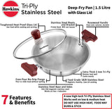 Hawkins Futura Steel Deep Fry Pan with Steel Lid, 1.5 Litre Capactiy SSD15G