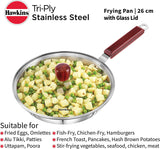 HAWKINS Triply 3 mm Stainless Steel Frying Pan 26 cm with Lid, 1 LTR, Silver (SSF26G)