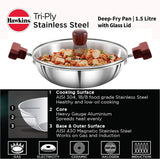 Hawkins Futura Steel Deep Fry Pan with Steel Lid, 1.5 Litre Capactiy SSD15G