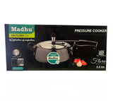 Madhu Flora Shape – Aluminium Pressure Cooker W/ Stainless Steel Lid / Black Hard Anodised Finish-5.5 Ltr. (3.25mm)