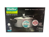 Madhu Flora Shape – Aluminium Pressure Cooker W/ Stainless Steel Lid / Black Hard Anodised Finish-5.5 Ltr. (3.25mm)