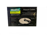 Madhu Flora Shape – Aluminium Pressure Cooker W/ Stainless Steel Lid / Black Hard Anodised Finish-5.5 Ltr. (3.25mm)