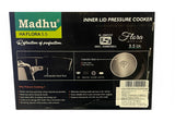 Madhu Flora Shape – Aluminium Pressure Cooker W/ Stainless Steel Lid / Black Hard Anodised Finish-5.5 Ltr. (3.25mm)