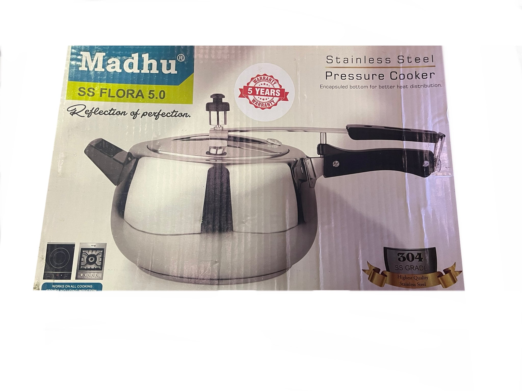 Madhu Flora Shape Stainless Steel Pressure Cooker with Stainless Ste Buysuperdeals