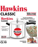 Hawkins Classic Aluminum Pressure Cooker, 10-Liter, Silver