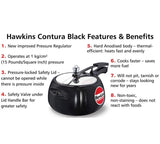 Hawkins Contura Black Pressure Cooker, 5 Litre, Black (Hard Anodized - CB50)