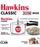 Hawkins Classic CL3W 3-Liter New Improved Aluminum Wide Mouth Pressure Cooker, Small, Silver