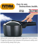 Hawkins Futura Hard Anodised Aluminium Pressure Cooker 3 Litre Black