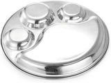 Madhu Stainless Steel Round Lunch Dinner Plate Thali 4 in 1 Compartments Dinner Plate (Pack of 5)