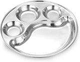 Madhu Stainless Steel Round Lunch Dinner Plate Thali 4 in 1 Compartments Dinner Plate (Pack of 5)